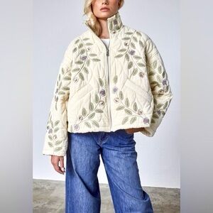 NWT! Blank NYC 100% Cotton Floral Embroidered Quilted Jacket